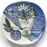Bouquet à la pomme (Apple Bouquet) (A.R. 305) by Pablo Picasso, 1956, White earthenware round plate painted in colors with partial brushed glaze; ceramic, Madoura edition, sold Apr 2026