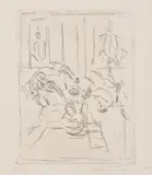Alberto Giacometti, Bouquet aux deux portraits (Bouquet with Two Portraits) (L. 61), 1955, Etching, on Arches paper, with full margins