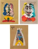 Pablo Picasso, Portraits imaginaire (Imaginary Portraits): three prints, 1969, Three offset lithographs in colors, on wove paper, the full sheets