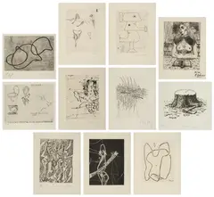 Surrealism Between the Two Wars, from The Forerunners of the Avant Garde (Volume II), from International Anthology of Contemporary Engraving by Various Artists, 1966, The complete set of 11 etchings, on various wove papers, with full margins, all mounted as issued within grey card mats , offered Apr 2026