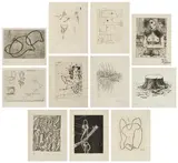 Various Artists, Surrealism Between the Two Wars, from The Forerunners of the Avant Garde (Volume II), from International Anthology of Contemporary Engraving, 1966, The complete set of 11 etchings, on various wove papers, with full margins, all mounted as issued within grey card mats with acrylic sheet coverings, with title page and colophon, all bound in the original black paper covered portfolio with artist's names printed in white and red on black paper covered slipcase (as issued)