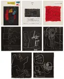 Le Corbusier, Série panurge (Panurge Series) (W. pp. 48-51), 1961-62, The complete set of five lithographs in black, on Rives BFK paper, the full sheets, with the accompanying title, text and colophon pages in colors, all loose (as issued), all contained in the original beige cloth-covered portfolio with printed cover