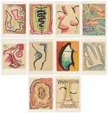 Man Ray, De l'Origine des Espèces par voie de sélection irrationnelle (On the Origin of Species by Irrational Selection) (A. 58), 1971, The complete set of 10 lithographs in colors, on Arches paper, with full margins, with title, justification pages and text in French by G. di San Lazzaro, all loose (as issued), all contained in the original yellow board portfolio with printed label