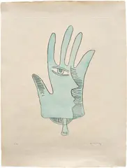Man Ray, Main bleue (Blue Hand) (A. 100), 1971-1972, Etching and aquatint in colors, on Japon paper, with full margins