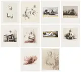 Henry Moore, Nudes (C. 396-406), 1974, The complete set of 10 lithographs in colors, on J. Green waterleaf paper, with full margins, with title page and colophon, all loose (as issued), all contained in the original cloth-covered portfolio with a lithograph on the cover