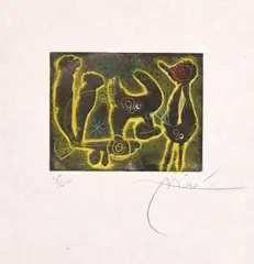 Joan Miró, Saccades: one plate (D. 331, see C. bks 77), 1962, Etching and aquatint in colors, on Japan paper, with full margins