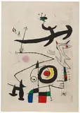 Joan Miró, Village d'oiseaux (Bird Village) (D. 526), 1969, Etching and aquatint with carborundum in colors, on Arches paper, with full margins