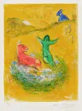 Marc Chagall, Le Piège à loups, from Daphnis et Chloé (The Wolf Trap, from Daphnis and Chloé) (M. 312, see C. bks 46), 1961, Lithograph in colors, on Arches paper, with full margins