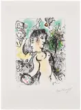 Marc Chagall, Nu au visage double (Nude with a Double Face) (M. 1013), 1983, Lithograph in colors, on Arches paper, with full margins
