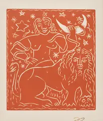André Derain, Zodiac, circa 1910, Woodcut in colors, on Arches paper, with margins