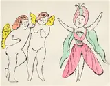 Andy Warhol, In the Bottom of My Garden: one plate (F. & S. IV.96), circa 1956, Offset lithograph with hand-coloring in watercolor, on wove paper, the full sheet