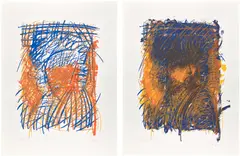 Pat Steir, Untitled, 1985, Screenprint diptych in colors, on wove paper, with full margins
