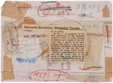 Vik Muniz, Verso (Trotsky, Bolshevist Minister of War, Photographed Recently in His Office in Moscow), 2008, Mixed media multiple comprising collage, graphite, colored pencil and stamps