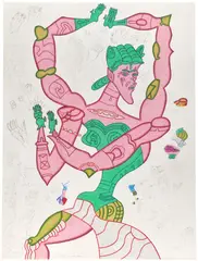 Karl Wirsum, Study for Clap Trap, 2012, Unique colored pencil and graphite drawing, on wove paper