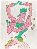 Karl Wirsum, Study for Clap Trap, 2012, Unique colored pencil and graphite drawing, on wove paper