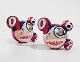 Takashi Murakami, ComplexCon: Mr. Dob (Red/Blue); and ComplexCon: Mr. Dob (Red/Blue), 2016-17, Two vinyl multiples in colors, both contained in the original silk-lined, printed cardboard boxes