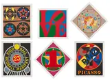 Robert Indiana, The American Dream, 1997, The complete set of 30 screenprints in colors, on wove paper, with full margins, including 6 loose and 24 bound prints (as issued), with title page, text, poems by Robert Creeley, and photographic illustrations, all contained in the original black leather binding with the artist's name in red on the front and spine