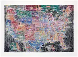 Paula Scher, USA Airline Routes, 2020, Digital pigment print in colors, on wove paper, with full margins