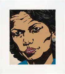 Mickalene Thomas, Condoleezza Rice, from When Ends Meet, 2007, Screenprint in colors with hand-applied rhinestones, on 4-ply museum board, with full margins