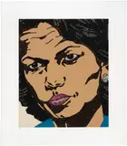 Mickalene Thomas, Condoleezza Rice, from When Ends Meet, 2007, Screenprint in colors with hand-applied rhinestones, on 4-ply museum board, with full margins