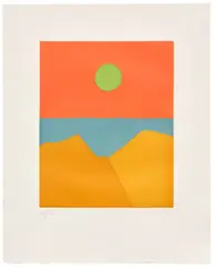Etel Adnan, To the Ocean, 2017, Aquatint in colors, on Arches paper, with full margins