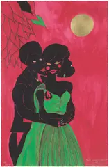 Chris Ofili, Afro Lunar Lovers I, 2003, Giclée print in colors with embossing and gold leaf, on wove paper, the full sheet