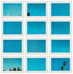 John Baldessari, Throwing Three Balls in the Air to Get a Straight Line (Best of Thirty-Six Attempts), 1973, The complete set of 12 offset lithographs in colours, on coated stock paper, with full margins, with title page and justification, the sheets loose (as issued) all contained in the original blue letter-pressed paper folder with die-cut window opening