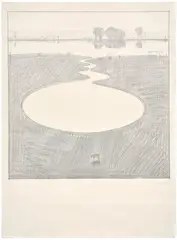 Wayne Thiebaud, Silver Landscape, from Seven Still Lifes and A Silver Landscape (V. 1971.14.8), 1971, Screenprint in silver and grey, on Arches paper, with full margins