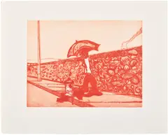Peter Doig, Lapeyrouse Wall, 2005, Etching and aquatint in red, on wove paper, with full margins