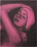 Carole Feuerman, Shower Portrait (Pink), 2013, Screenprint in colors with diamond dust, on stretched canvas