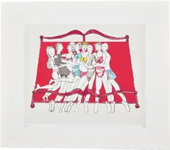 Louise Bourgeois, Eight in Bed (MoMA 224.3), 2000, Lithograph in colors with embossing, on Rives BFK paper, with full margins