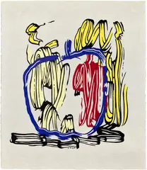 Roy Lichtenstein, Vertical Apple, from Seven Apple Woodcuts (C. 199), 1983, Woodcut in colors, on handmade Iwano Kizuki Hosho paper, with full margins