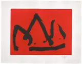 Robert Motherwell, Black Mountain (State II Red) (E. & B. 302), 1983, Etching and aquatint in colors, on Georges Duchêne Hawthorne of Larroque handmade paper, with full margins