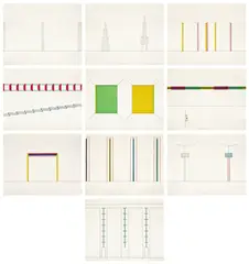 Dan Flavin, Projects 1963-95, 1996-97, The complete set of 10 etching and aquatints in colors, three with Chine-collé, on Rives Rag paper, the full sheets