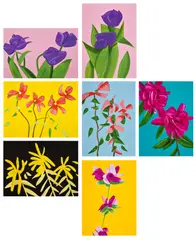 Alex Katz, Flowers (S. 731-737), 2021, The complete set of seven archival pigment prints in colors, on Innova Etching Cotton Rag paper, the full sheets