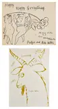 Andy Warhol, Happy Happy Everything; and Gold Goat (see F. & S. IV.89, see M. 6), circa 1956 & 1961, Two offset lithographs in black and gold, on wove paper, the full sheets