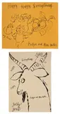 Andy Warhol, Happy Happy Everything; and Jolly Goat (see F. & S. IV.102, see M. 6), circa 1956 & 1961, Two offset lithographs, on gold and wove papers, the full sheets, both unframed