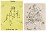 Andy Warhol, Happy Happy Everything; and a Joyous New Year (see F. & S. IV.86), circa 1956 & 1957, Two offset lithographs, on yellow and wove paper, the full sheets, both unframed