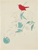 Andy Warhol, A Gold Book: one plate (see F. & S. IV.121), 1957, Offset lithograph with hand-coloring in watercolor, on wove paper, with margins