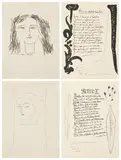 Pablo Picasso, Vingt poèmes de Góngora (Twenty Poems by Góngora): two plates (see Bl. 476-516, Ba. 747-48 & 767-68, see C. bks. 51), 1948, Two etchings and aquatint with attached text by Luis de Góngora y Argote, on wove paper watermarked Góngora , with full margins, folded (as issued)