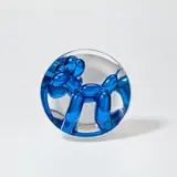 Jeff Koons, Balloon Dog (Blue), 2002, Porcelain multiple painted in chrome, contained in the original Styrofoam-lined presentation box with silver printed signature and original plastic stand