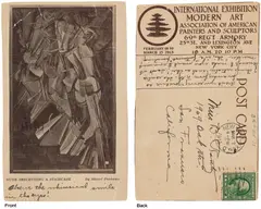 Marcel Duchamp, 'Nude Descending a Staircase,' Postcard for the Armory Show, 1913, Offset lithograph in colors, on postcard, with full margins