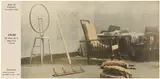 Marcel Duchamp, Marcel Duchamp's Studio, 33 West 67th Street, New York (1917-18), 1940, Photograph with pochoir in colors, on wove paper adhered to cardboard, possibly a proof of an image made for Duchamp's Boîte-en-valise , framed
