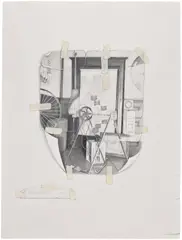 Jonathan Santlofer, Marcel Duchamp Studio 1920, 2003, Unique pencil and gouache drawing, on Saunders Waterford paper