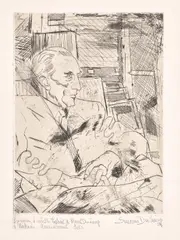 Suzanne Duchamp, Portrait de Marcel Duchamp, 1953, Etching, on wove paper, with full margins