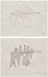 Marcel Duchamp, The Nine Malic Moulds: two states, from The Large Glass and Related Works, vol. I (S. 625a & 625c), 1965, Two etchings, on Japan paper, the full sheets