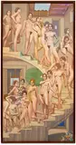 Hananiah Harari, Nudes Descending a Staircase, circa 1960-1970, Unique oil painting, on canvas