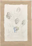 Carlo Maria Mariani, Head Rack, 1990, Unique pencil and colored pencil drawing, on wove paper mounted to textured paper support