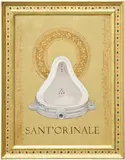 Kathleen Gilje, Sant' Orinale (Saint Urinal), 2017, Unique painting comprising gesso, red clay, gouache, oil paint and embossed gold leaf, on wood panel, in painted artist's frame