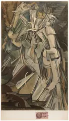 Marcel Duchamp, Nude Descending a Staircase, No. 2 (S. 458), 1937, Pochoir-colored reproduction of Nude Descending a Staircase, No. 2 , 1912 , on heavy wove paper, with full margins